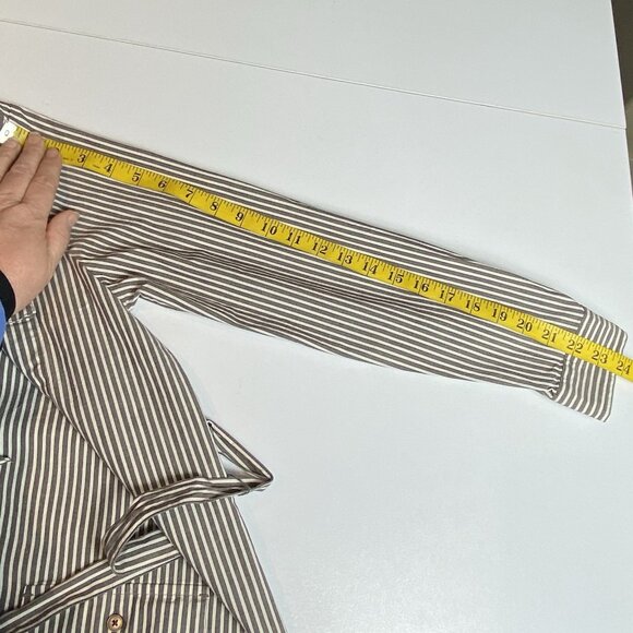 Ann Taylor Womens Shirt Dress Button Down Grey White Pin Stripe Cotton Blend 10 - Picture 10 of 10